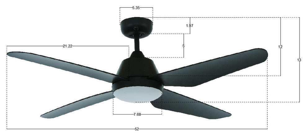 Lucci Air Aria 132-cm LED Light with Remote Ceiling Fan, Black