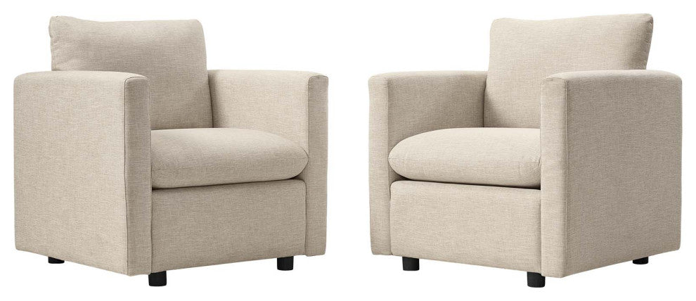 Armchair Accent Chair, Set of 2, Fabric, Beige, Modern, Lounge Hospitality