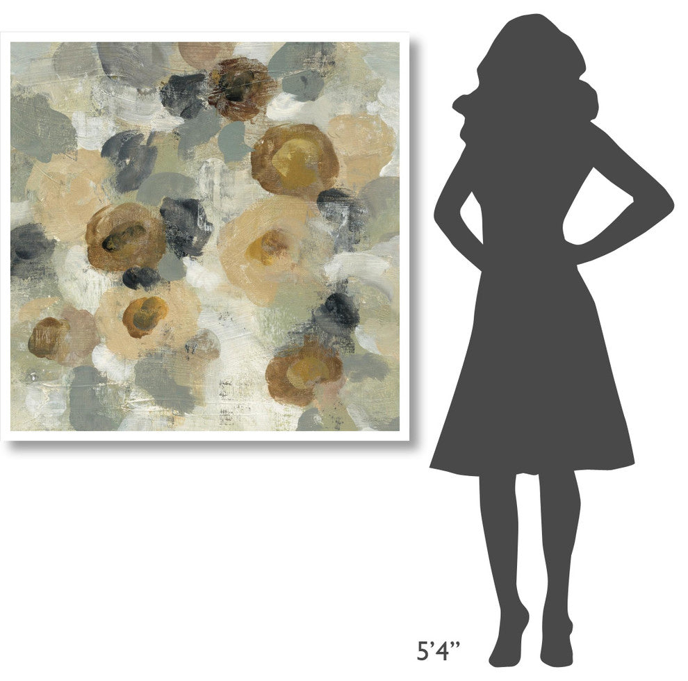 "Neutral Floral Beige III" Digital Paper Print by Silvia Vassileva, 42"x42"