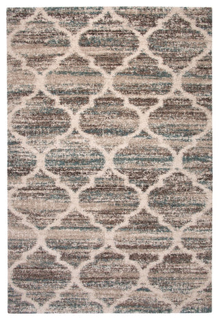 Rectangle Abacasa Granada Trellis Area Rug, Blue/Brown/Tan, 63"x90"