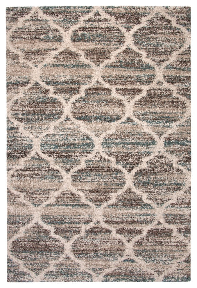 Rectangle Abacasa Granada Trellis Area Rug, Blue/Brown/Tan, 63"x90"