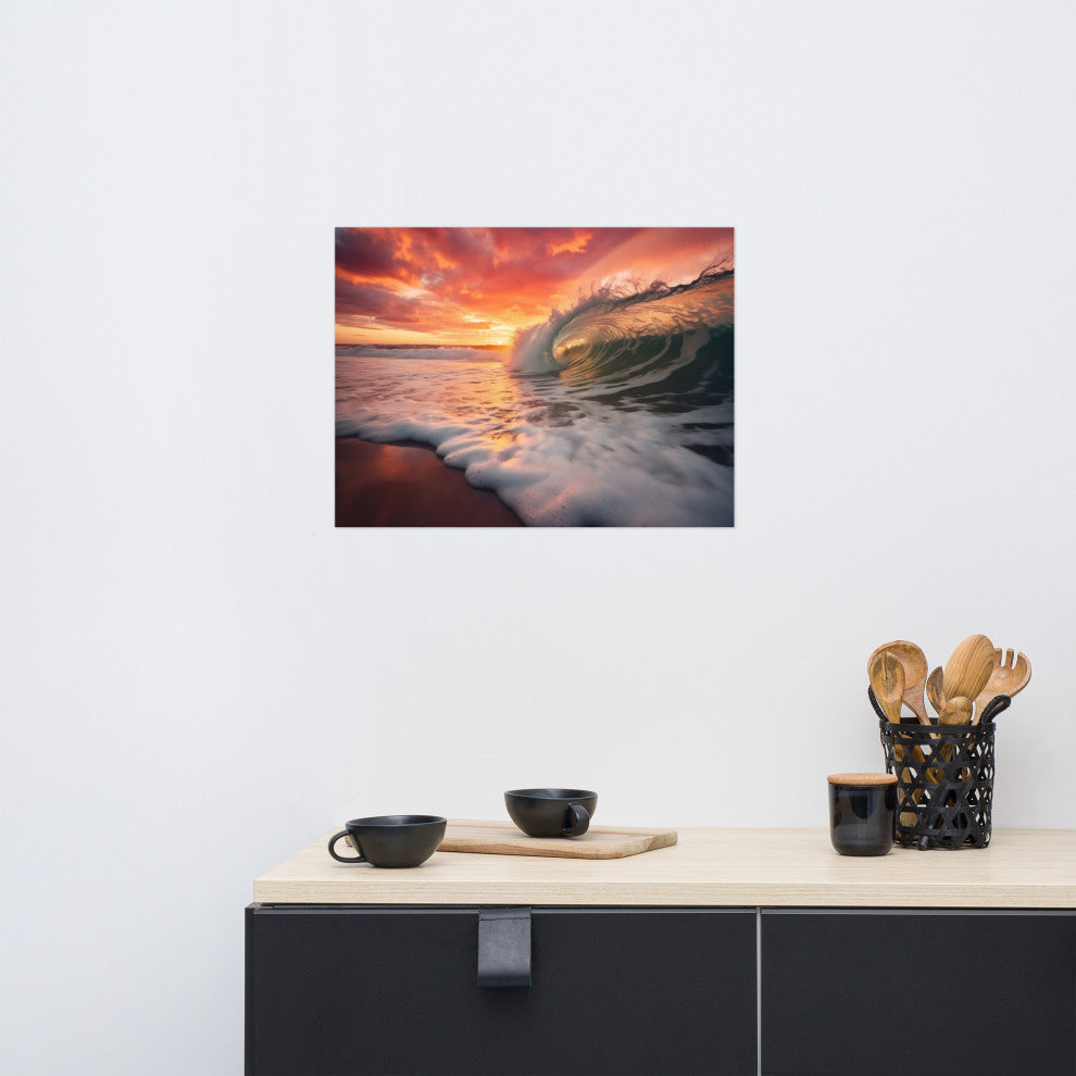 Coastal Art: Golden Barrel  Photorealistic Digital Artwork Loose Art Print, 18" X 24"