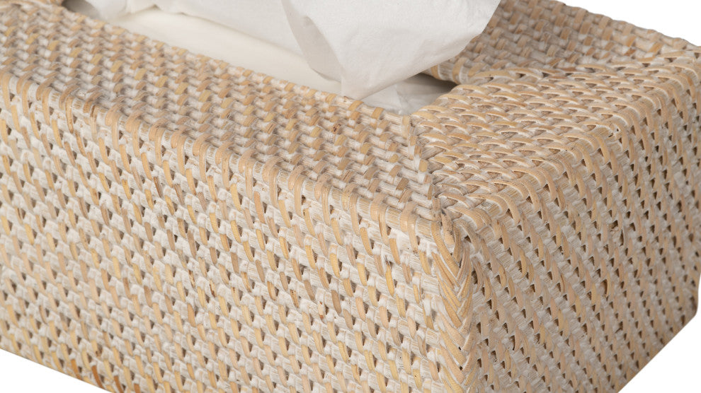 Loma Rectangular Rattan Tissue Box Cover, Latte