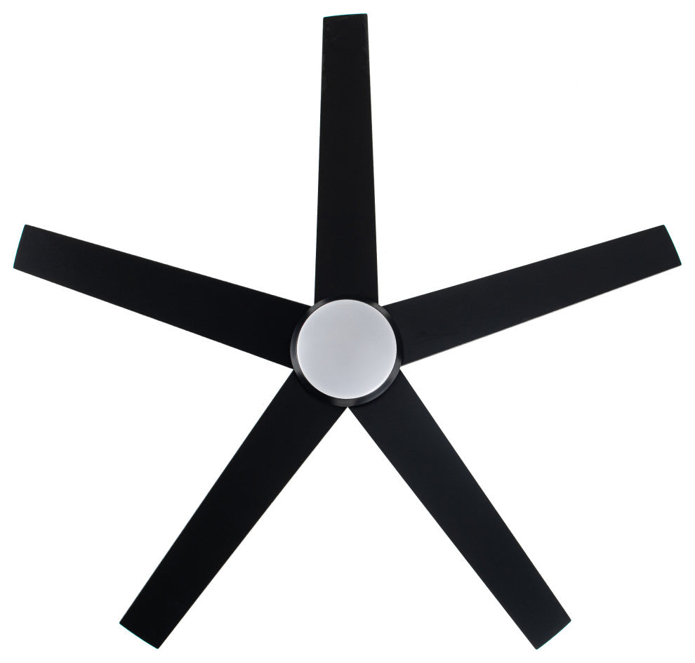 52-inch Modern 5-blade Black Ceiling Fan with Light