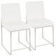 Brushed Stainless Steel, White PU High Back Fuji Dining Chair - Set of 2