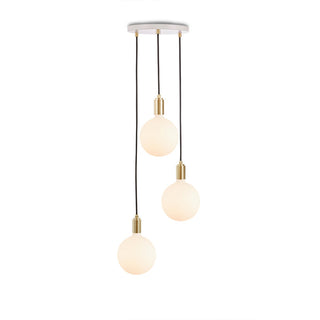 Small Canopy White, Brass Grip With 3 Brass Pendants & 3 Sphere IV
