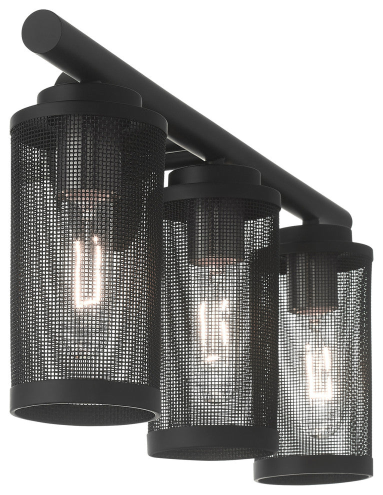 Livex Lighting Industro 3 Light Black With Brushed Nickel Accents Vanity Sconce