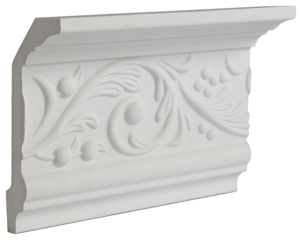 5" Face, Floral Polyurethane Crown Moulding, 6" Long Sample