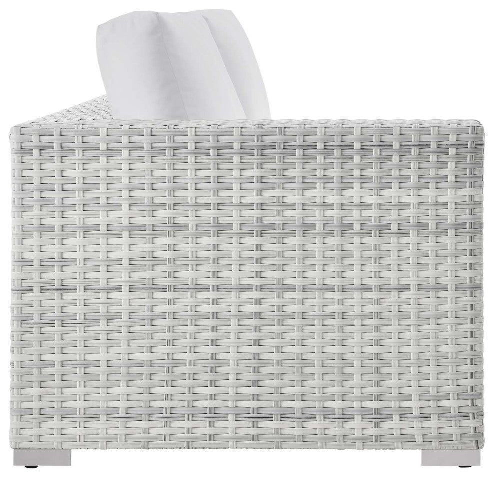 Lounge Sectional Sofa Chair Set, Rattan, Wicker, Gray White, Outdoor