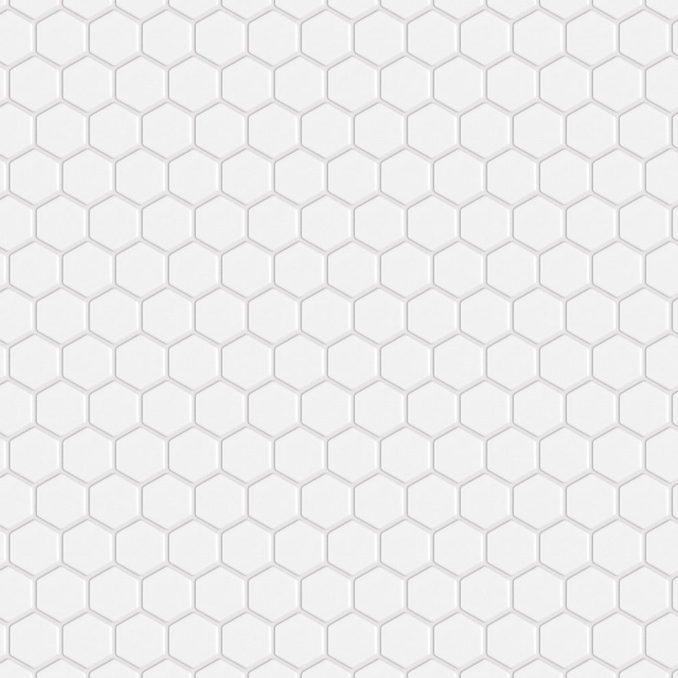 Metro 1" Hex Porcelain Mosaic Floor and Wall Tile, White