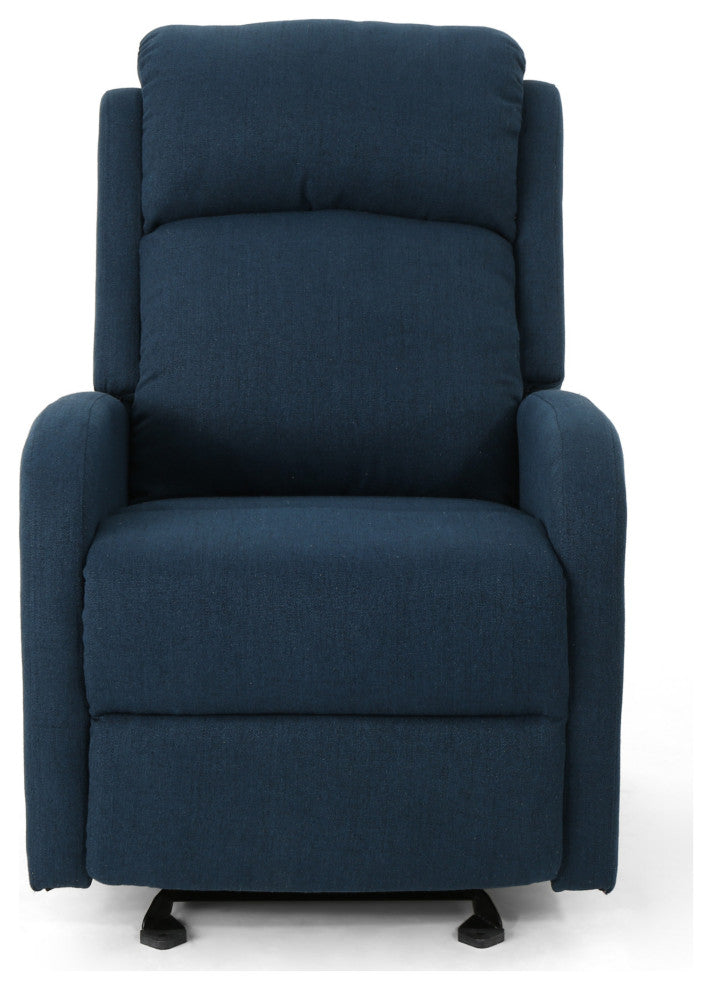 GDF Studio Ava Fabric Rocking Recliner, Navy Blue/Black