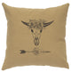 Image Pillow 16x16 Bull and Flowers Linen Straw