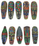 Set of 10 Hand Carved Tropical Dot Painted Tribal Masks 12 Inch Wall Decor