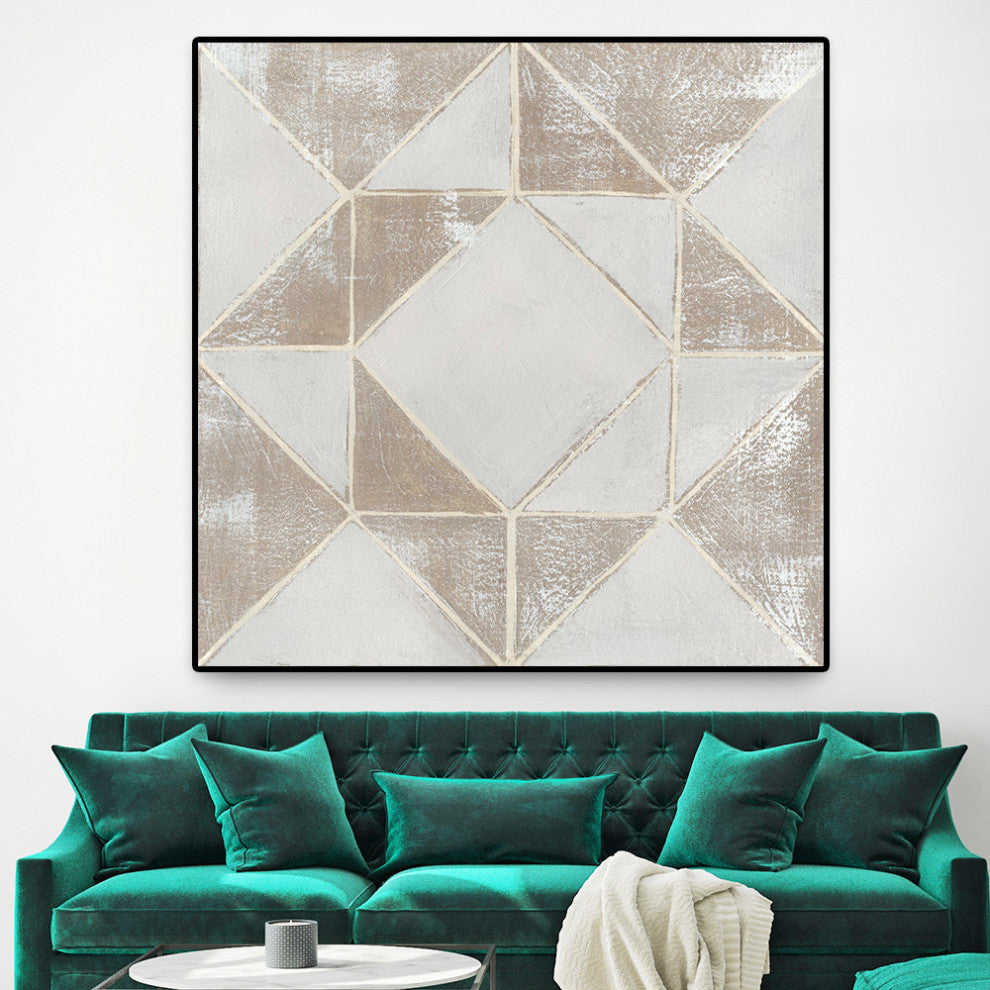 "Geometric Veil I" Oversized Framed Canvas, 45" x 45"
