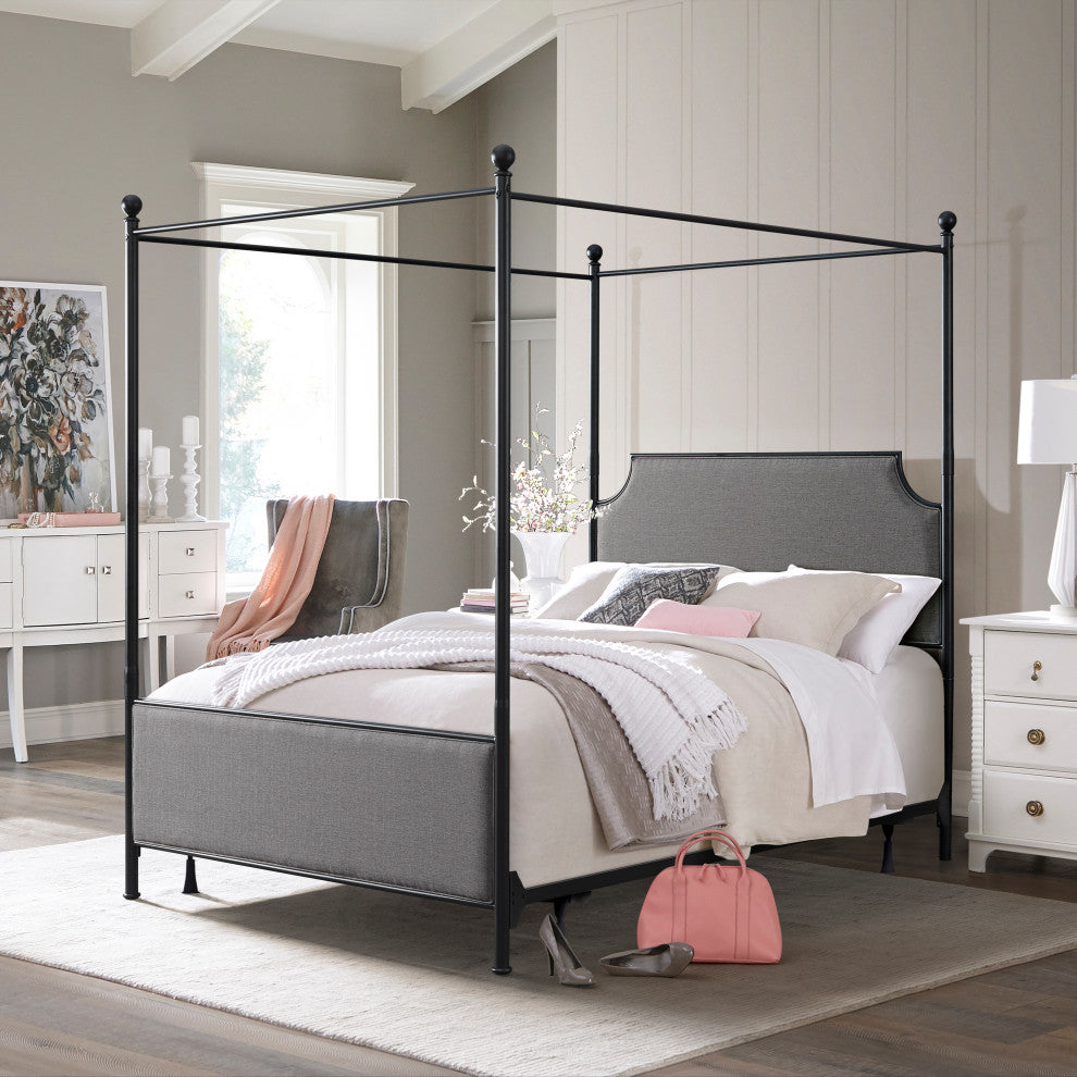 Hillsdale McArthur Queen Metal and Upholstered Canopy Bed