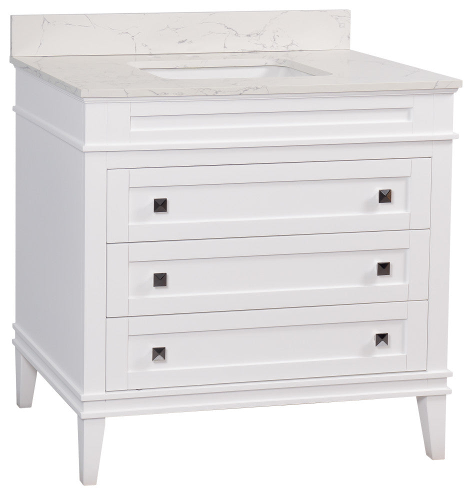 Eleanor 36" Bathroom Vanity, White, Engineered Marble
