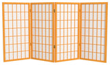 3' Tall Window Pane Shoji Screen, Honey, 4 Panels
