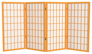 3' Tall Window Pane Shoji Screen, Honey, 4 Panels