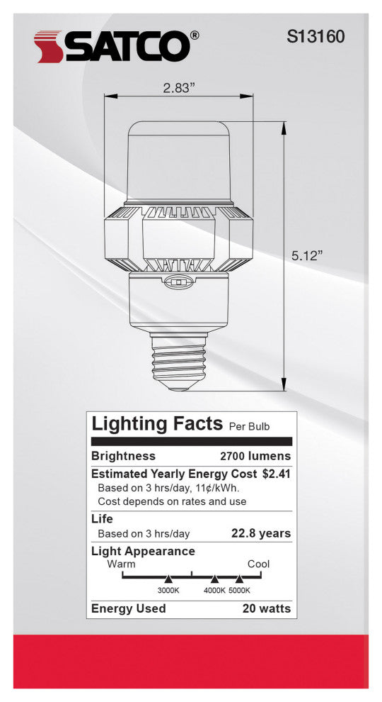 20W, A-Plus 23, LED, CCT Selectable 3K/4K/5K, Medium Base, Type B, Ballast