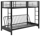 Premium Metal Twin over Futon Bunk Bed - Black