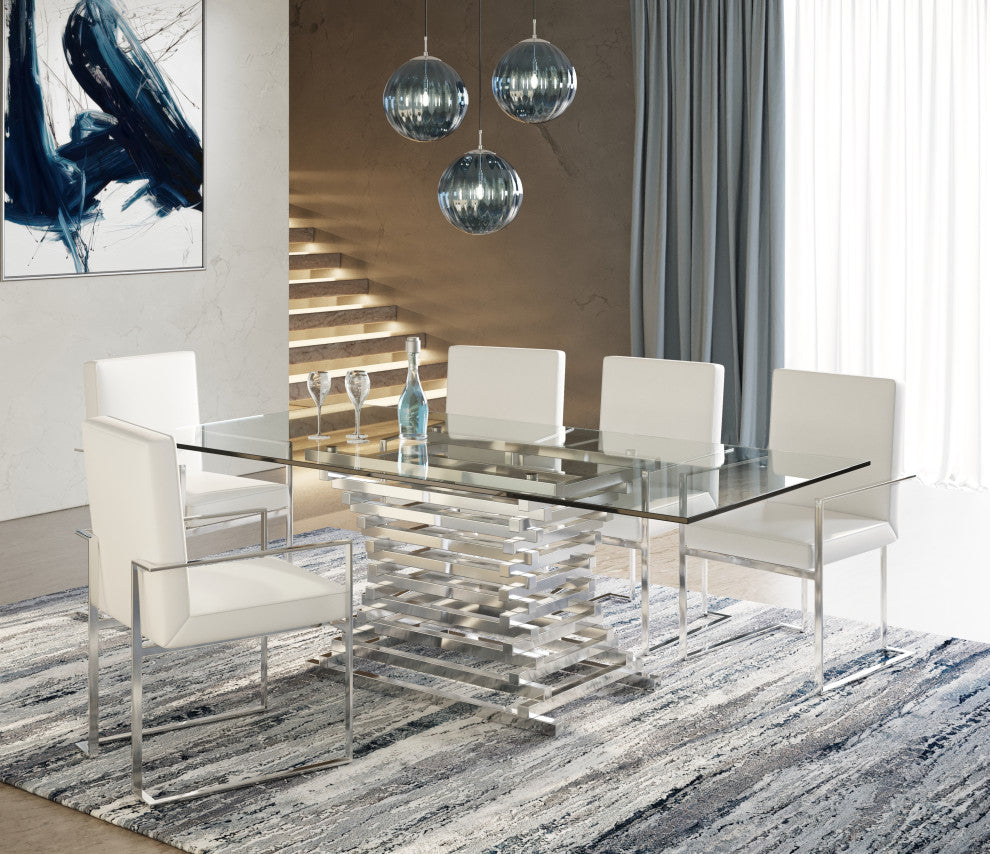 Modrest Crawford Modern Rectangular Glass Dining Table