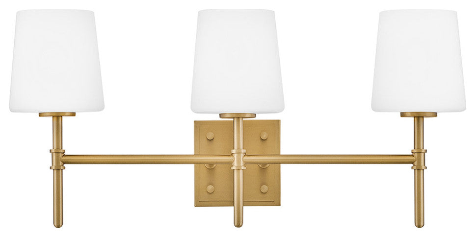 Hinkley Saunders Medium Three Light Vanity, Lacquered Brass