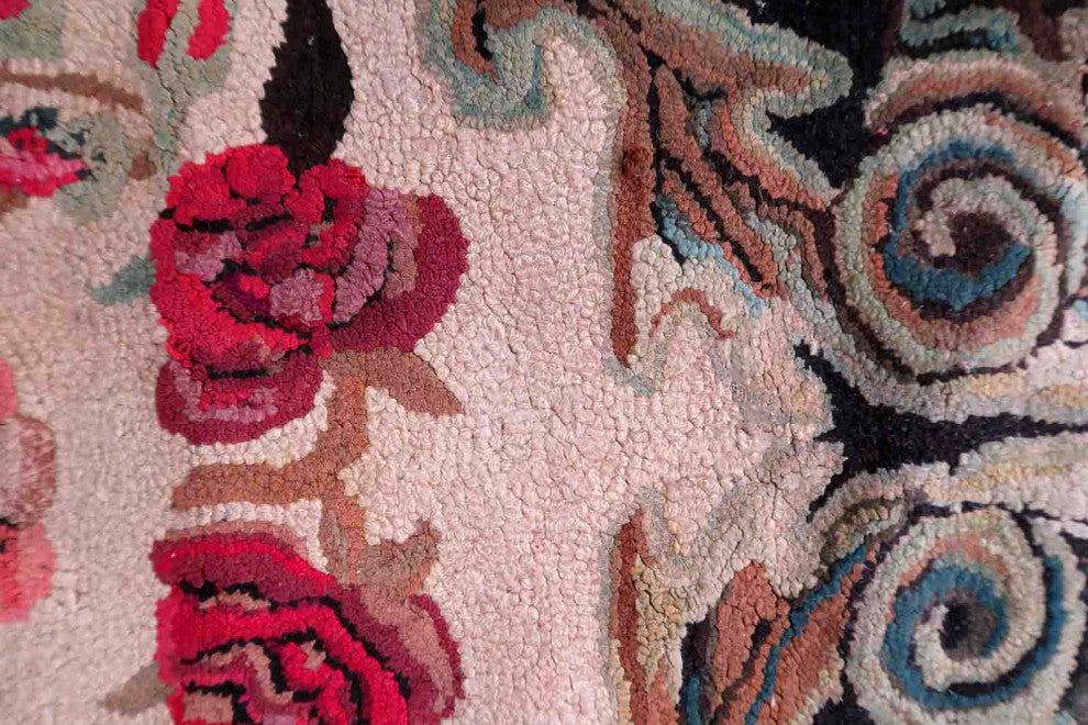 Handmade Antique American Hooked Rug 3'x5.7', 92cmx174cm 1880s
