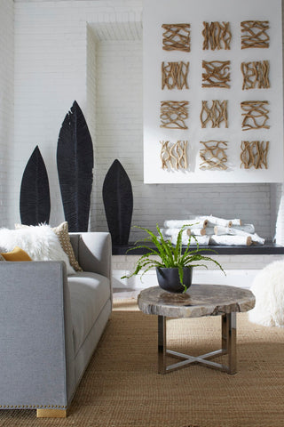 Carved Leaf on Stand, Burnt, Small