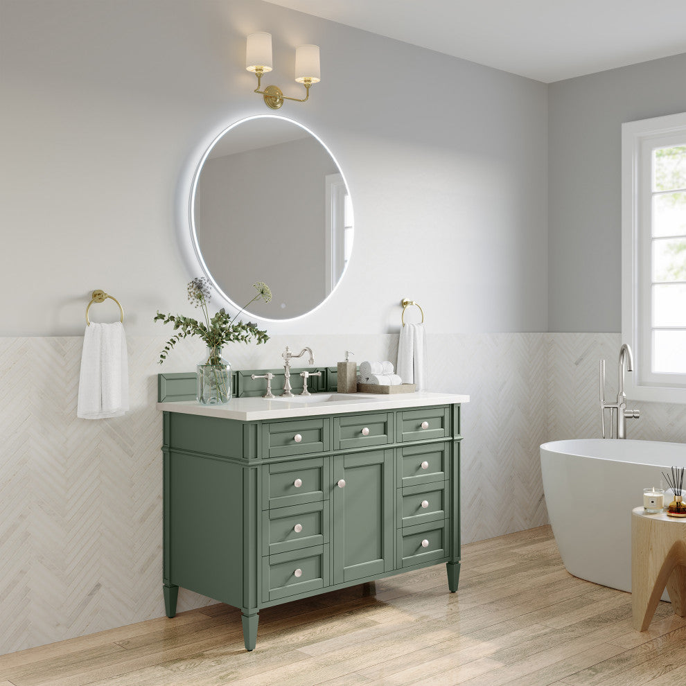 Brittany 60" Double Vanity, Smokey Celadon,  White Zeus Quartz Top