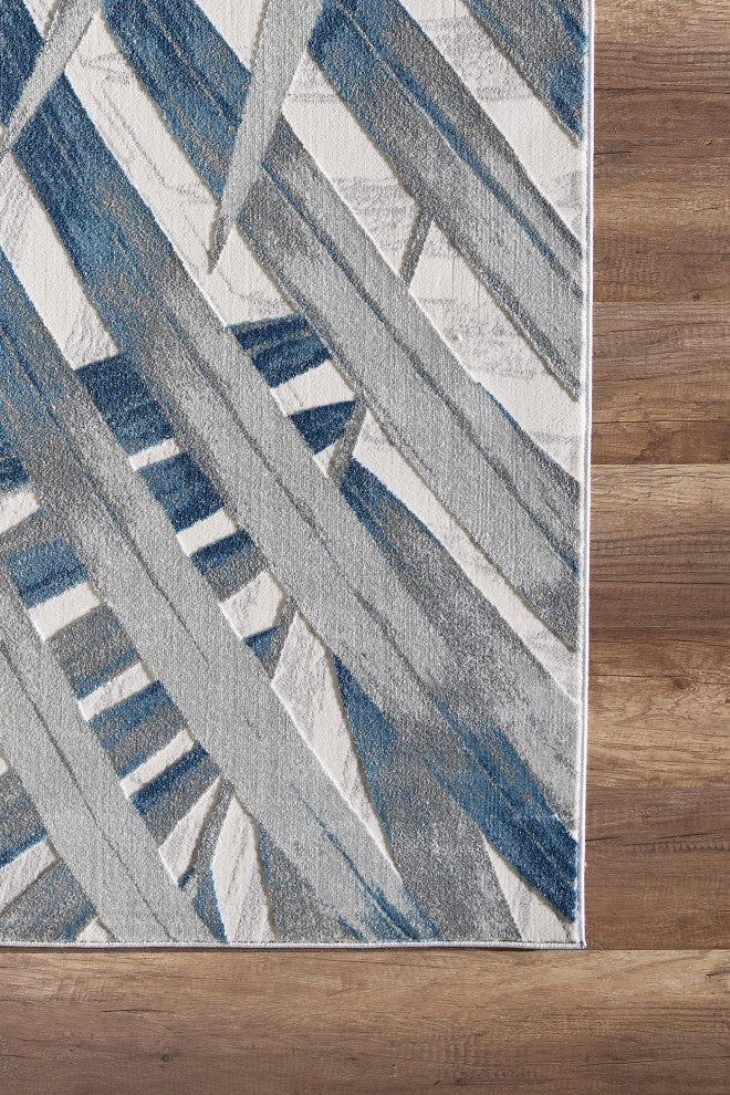Abani Nova NOV110A Blue and Grey Floral Palm Area Rug