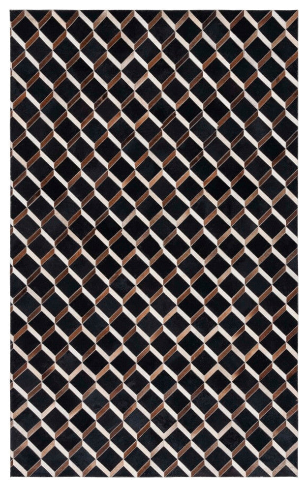 Safavieh Couture Studio Leather STL901 Rug, Black/Brown, 5'x8'