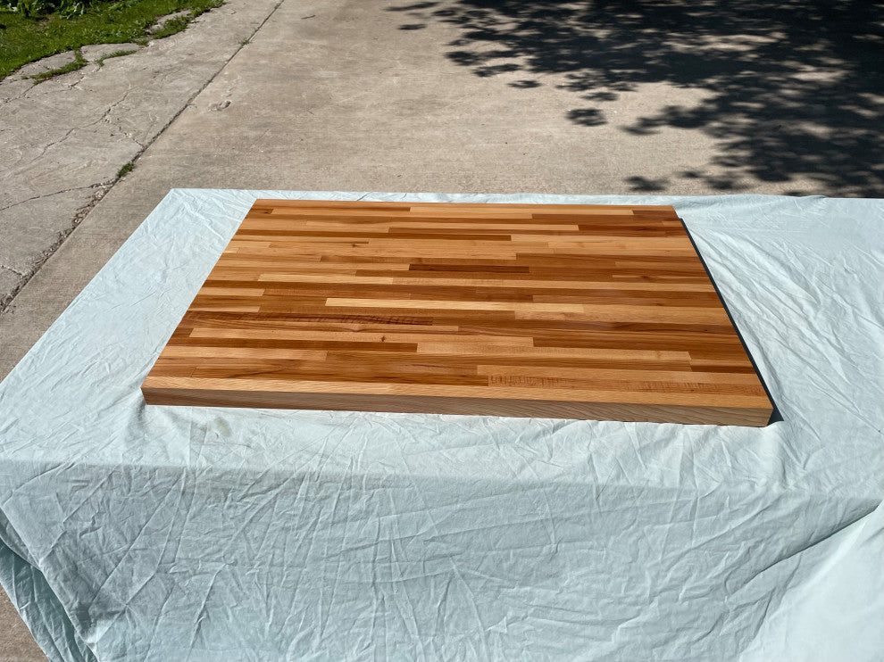 26" Deep Edge Grain Butcher Block Countertop 1.5" Thick, Hickory, 26" X 24"