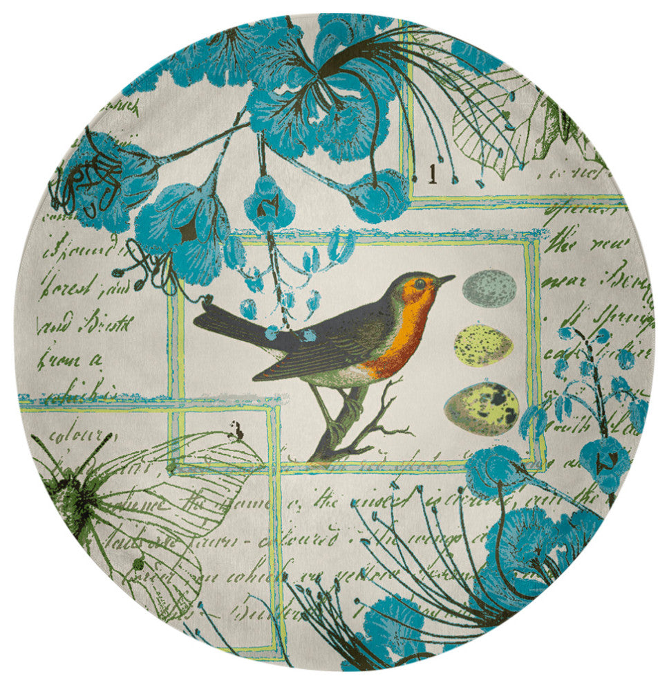 Singing Bird Spring Chenille Rug, Explorer Blue, 5' Round
