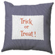 Halloween Trick or Treat Ticking Indoor/Outdoor Throw Pillow, Navy, 18"x18"