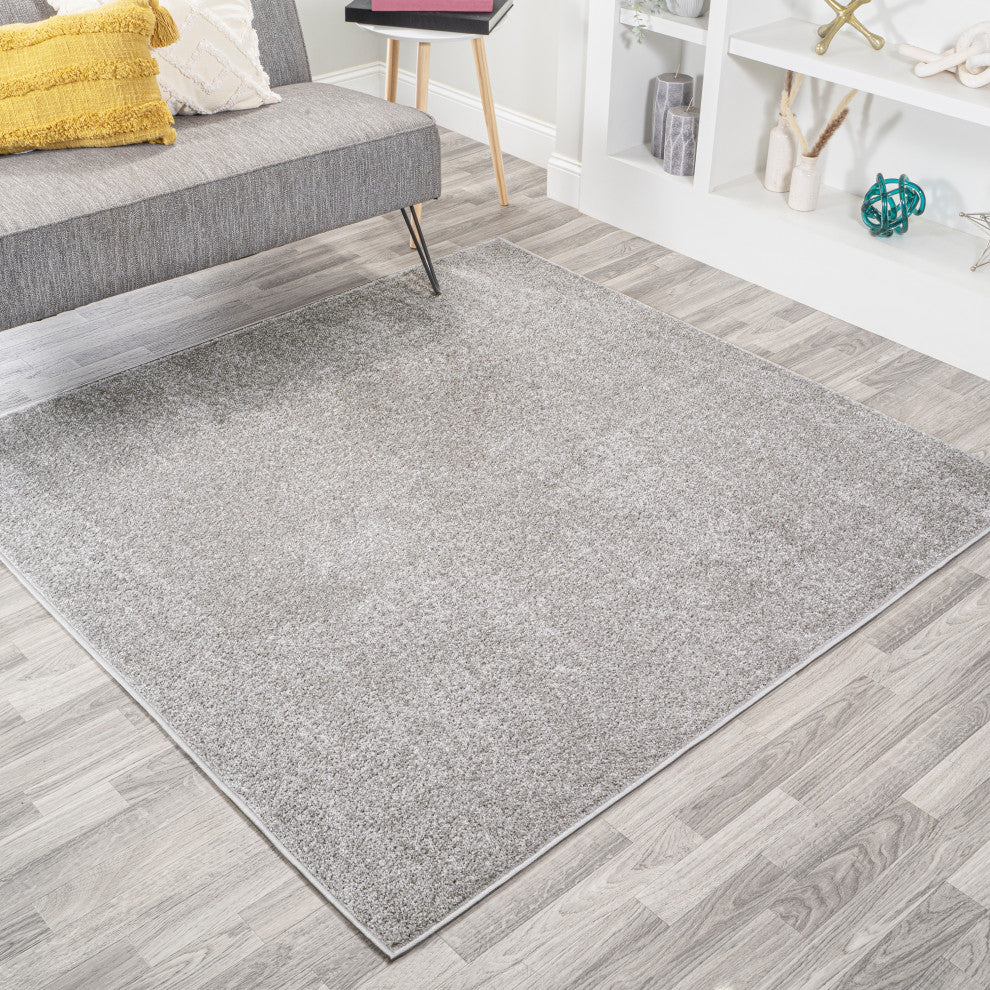 Haze Solid Low-Pile Light Gray 6' Square Area Rug