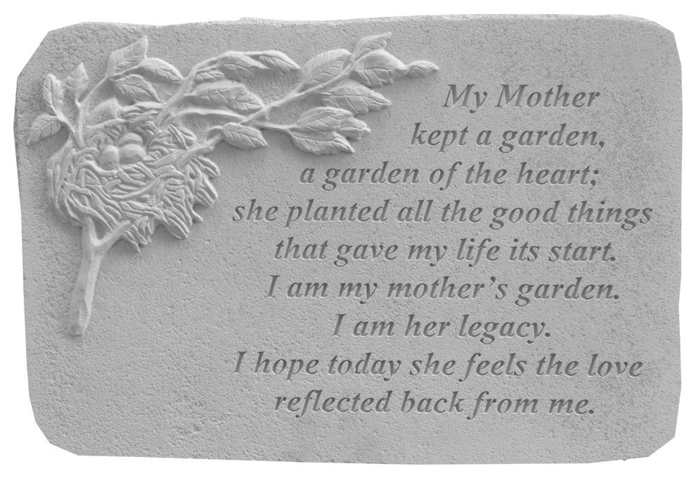Botanical Garden Accent Stone, "My Mother Kept A Garden"