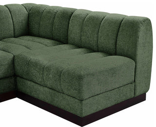 Quinn Chenille Upholstered 6-Piece L-Shaped Modular Sectional, Green