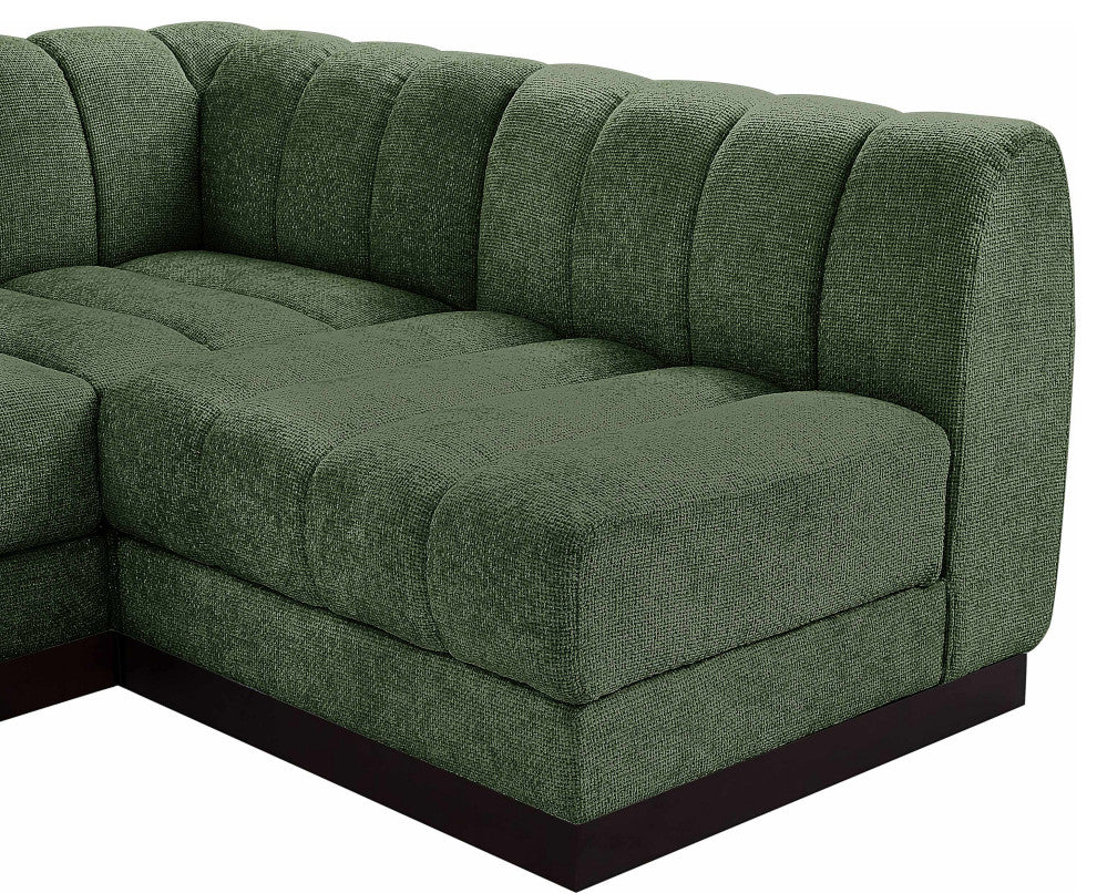 Quinn Chenille Upholstered 6-Piece L-Shaped Modular Sectional, Green