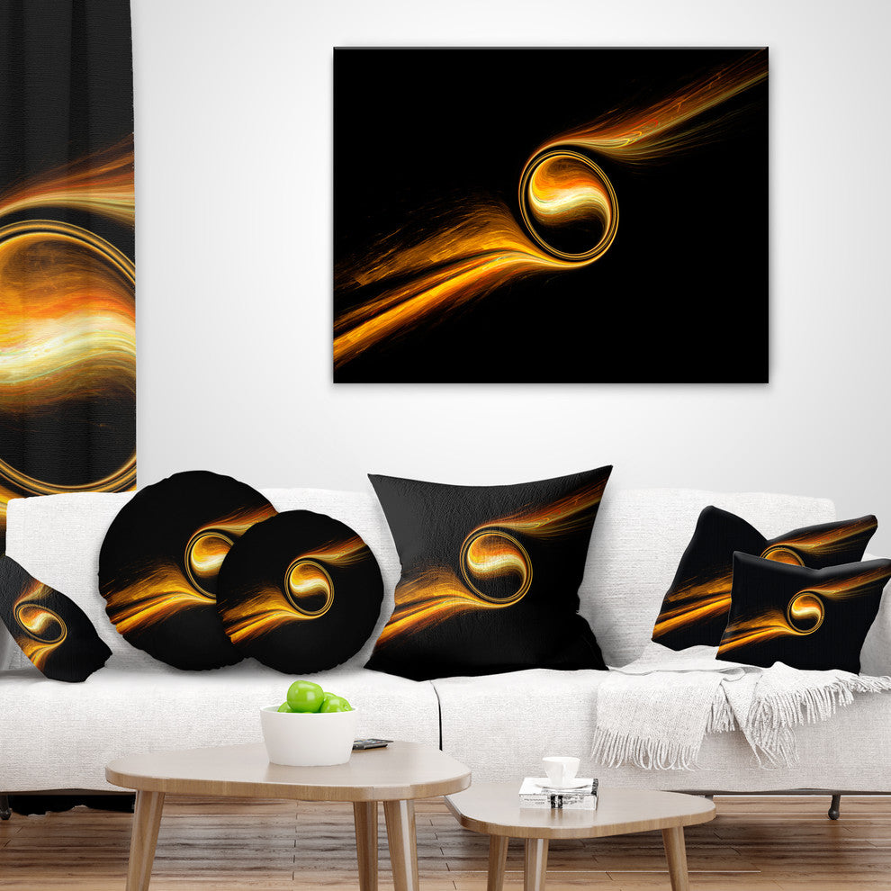 Fractal 3D Dancing Yellow Design Contemporary Throw Pillow, 16"x16"