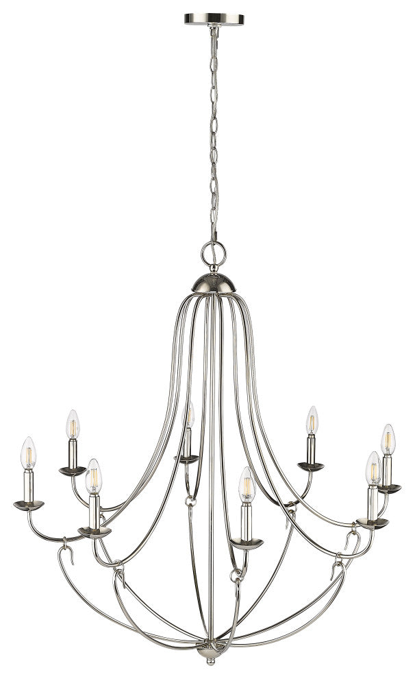 8 Light 36 in. Polished Nickel Chandelier