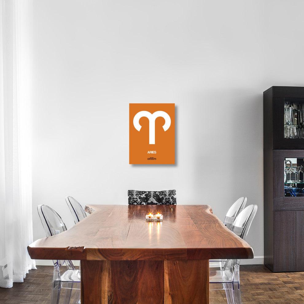 "Aries Zodiac Sign White on Orange" Fine Art Print
