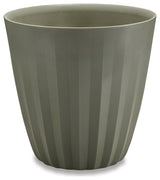 Pleat Indoor/ Outdoor Modern Round Plant Pot, 19"W, Olive