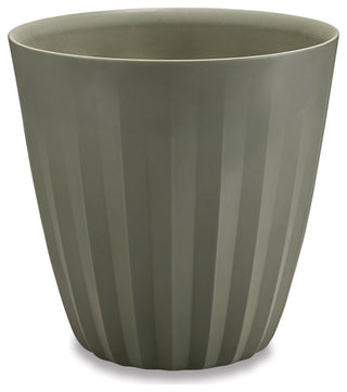 Pleat Indoor/ Outdoor Modern Round Plant Pot, 19"W, Olive