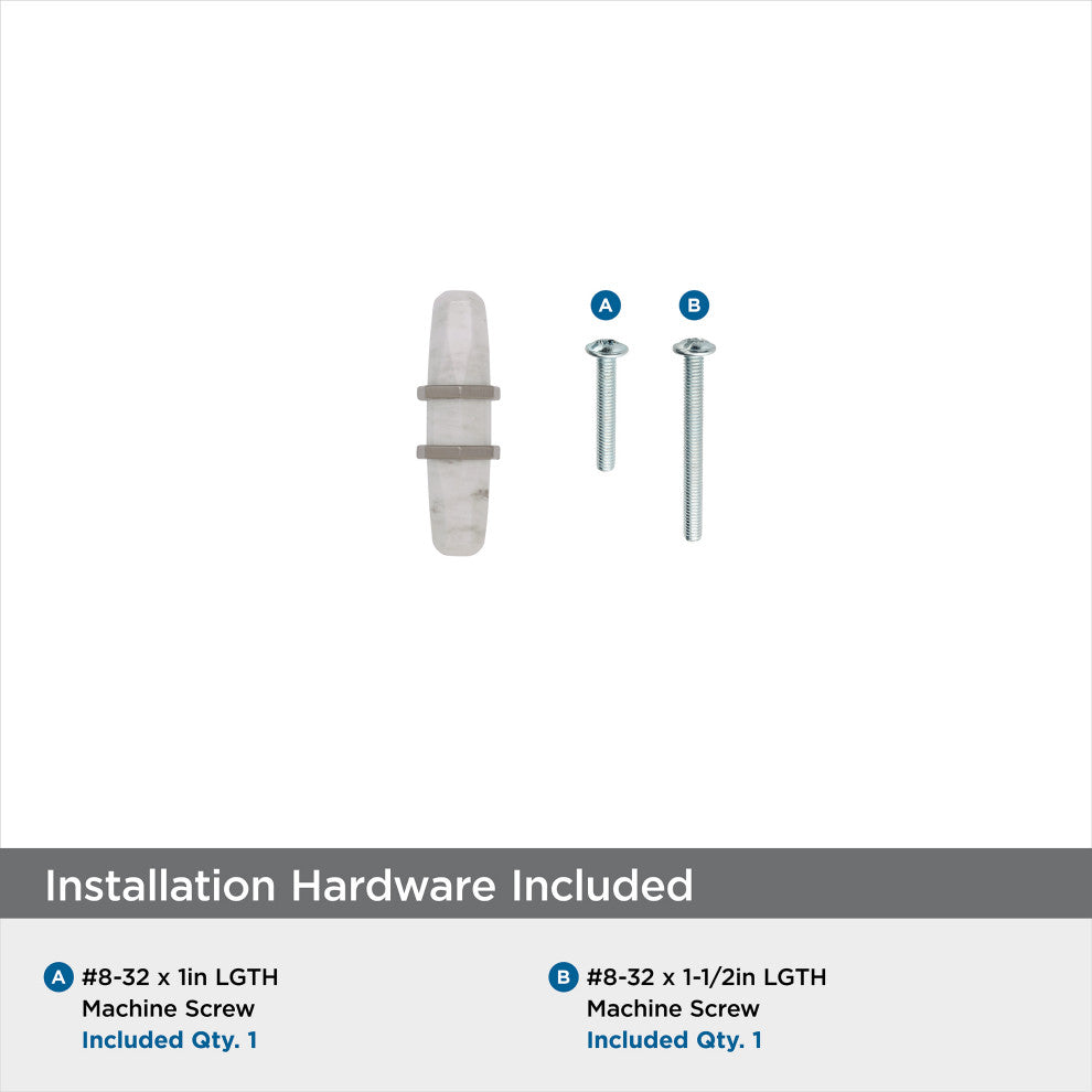 Carrione 2-1/2" Length Cabinet Knob, Marble White/Satin Nickelï¿½