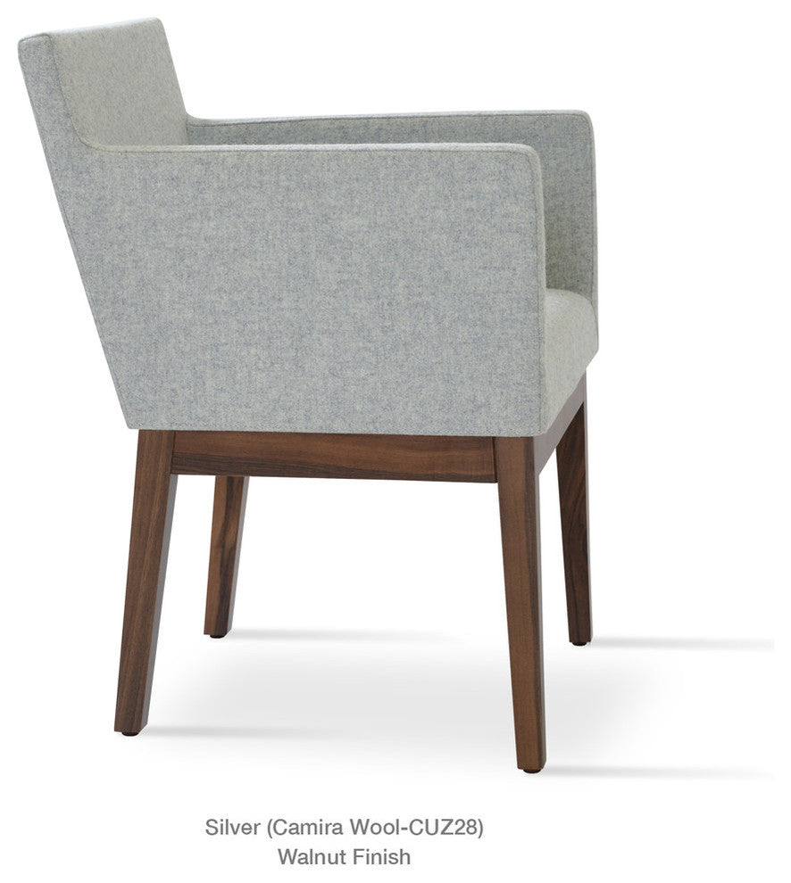 Harput Wood Chair, American Walnut Base, Silver Camira Wool