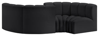 Arc Vegan Leather Upholstered 4-Pc. Facing Modular Sectional, Black
