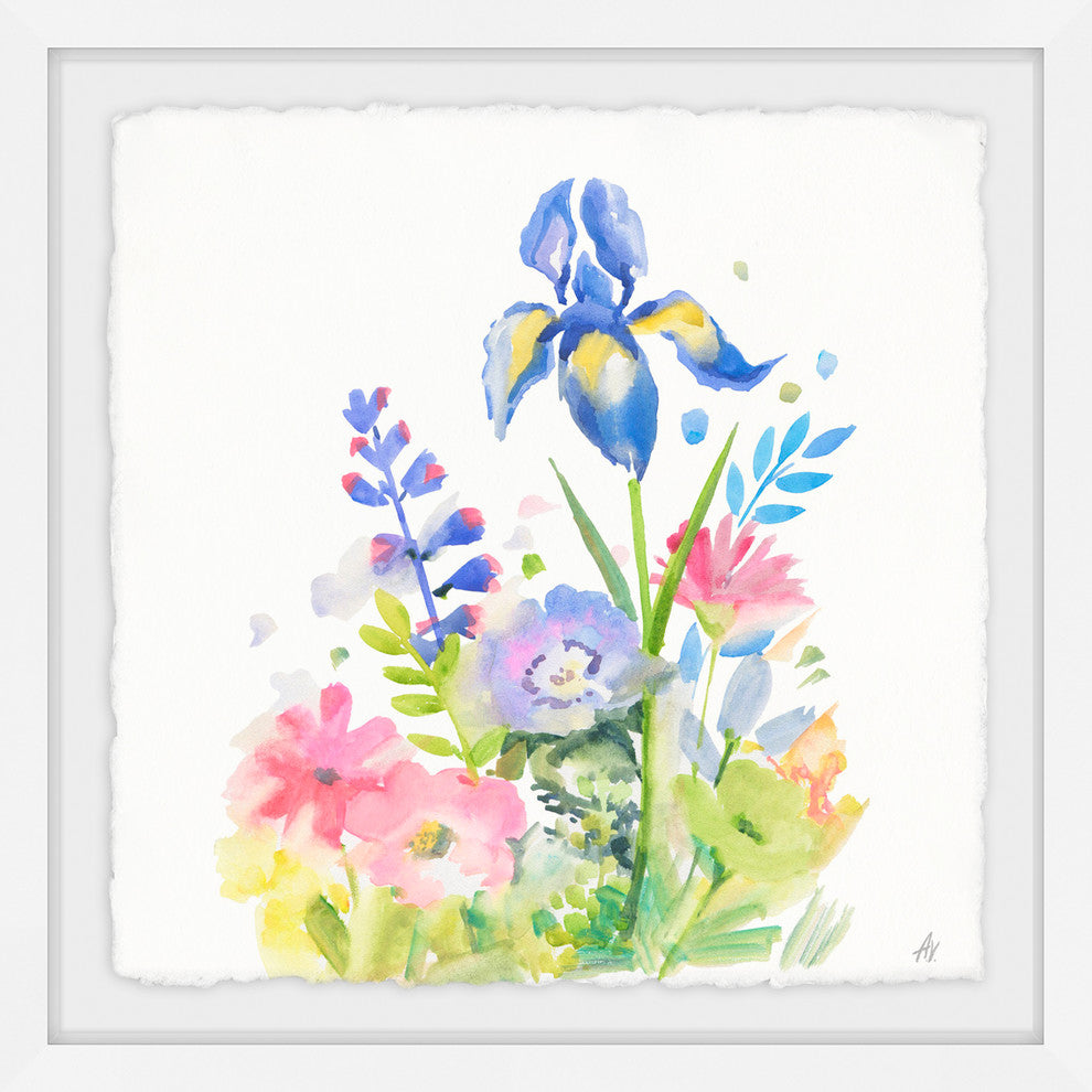 "Iris in Bloom" Framed Painting Print, 12"x12"