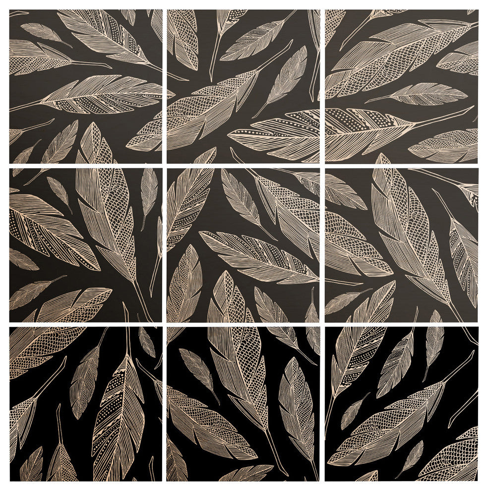 Deny Designs Heather Dutton Float Like A Feather Black Wood Wall Mural, 4'x4'