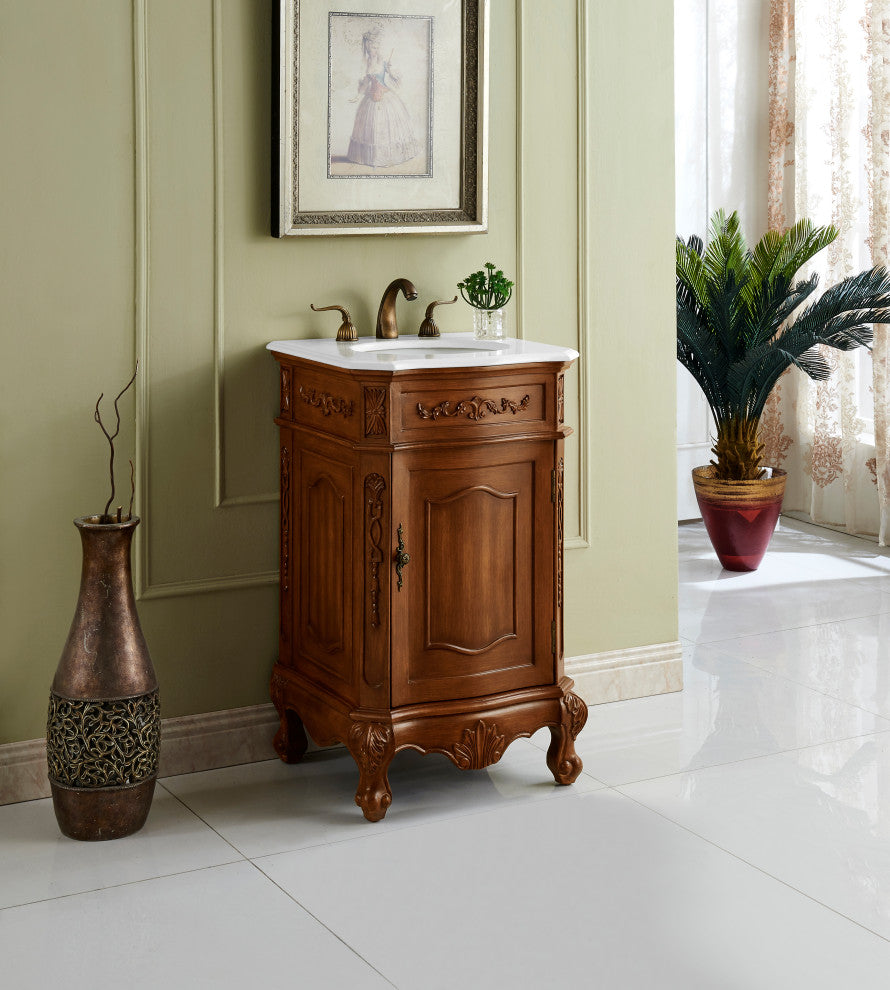 Bathroom Vanity, Teak, 21", Single Sink