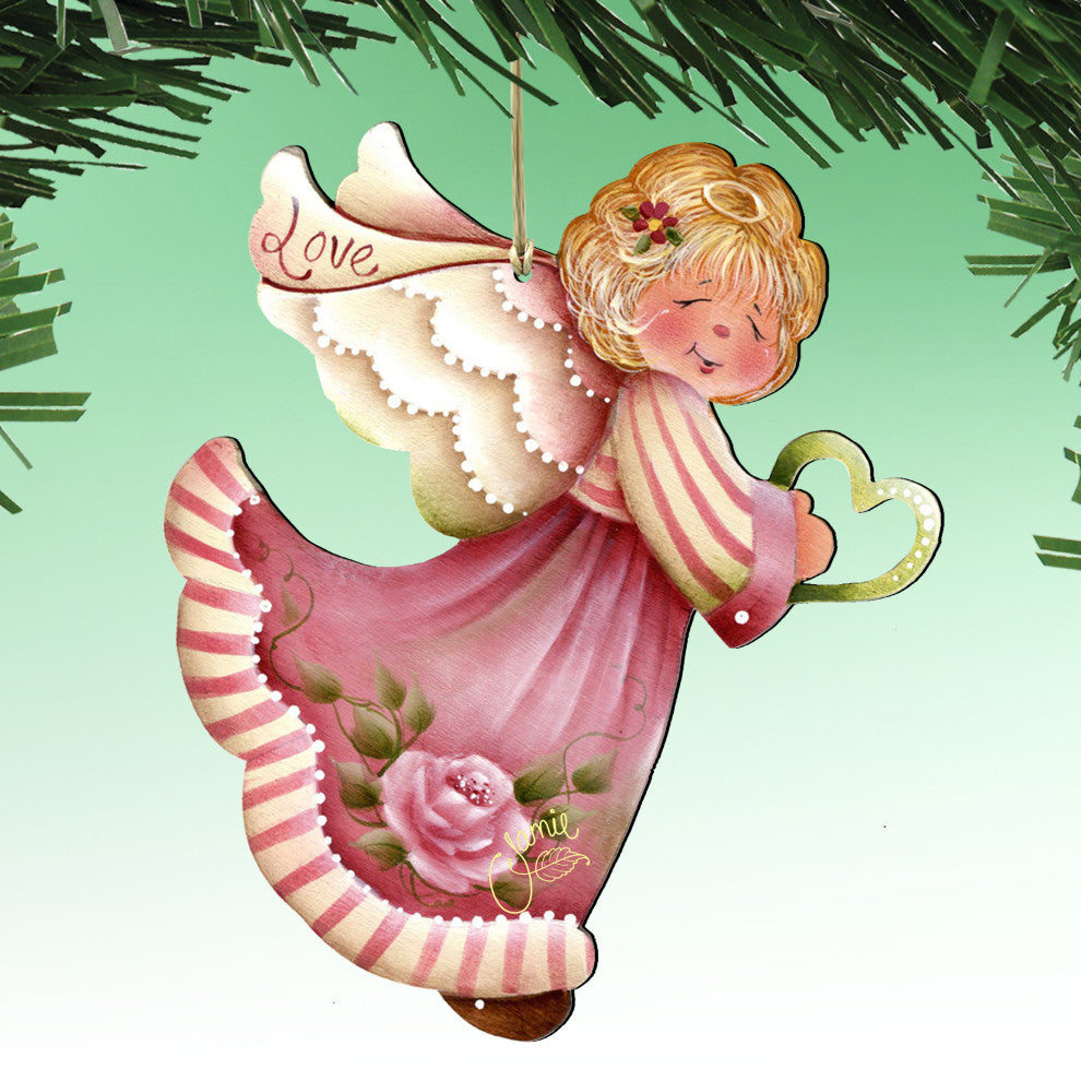 Loving Angels Wooden Ornaments, Set of 6